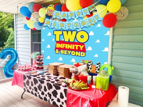 LaVenty Two Infinity and Beyond Birthday Decorations 2nd Birthday Balloon Garland Arch Backdrop Banner Cake Topper for Boy - Thumbnail 7