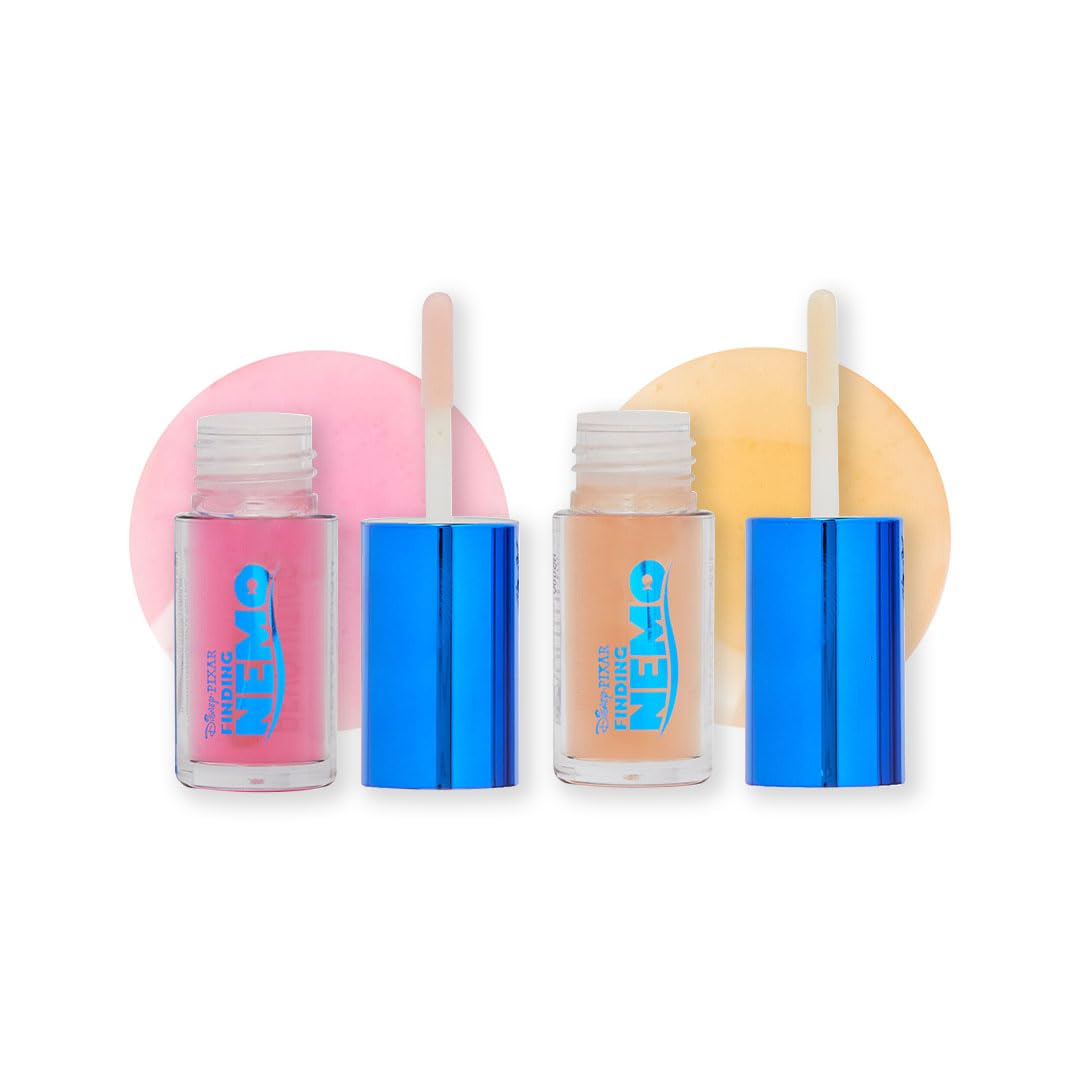 Disney Pixar’s Finding Nemo x Revolution Deb and Flo Mini Lip Oil Set | A lip set of two hydrating formulas | Gives a subtle, nourishing glaze |8ml