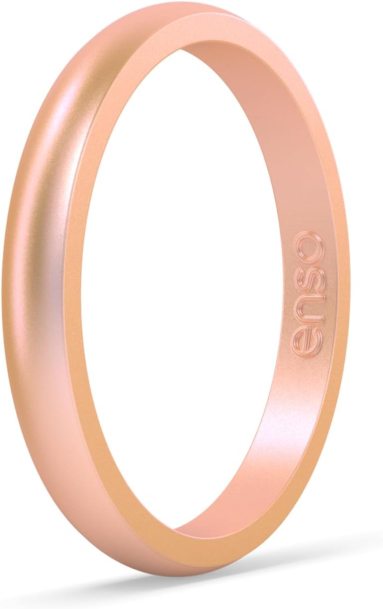Enso Rings Halo Aura Silicone Ring – Stackable Wedding Engagement Band – Thin Minimalist Band