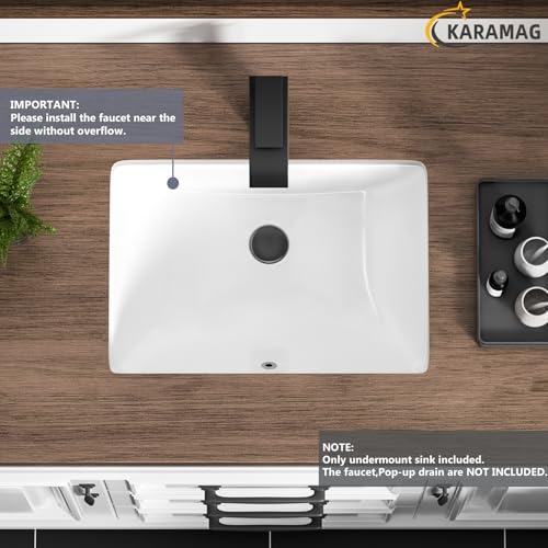 Image of Durable Rectangle Undermount Sink Vitreous Ceramic Lavatory Vanity Bathroom Restroom Sink Pure White (18.3 inchX13.0 inch)