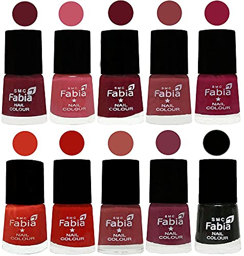 Image of SMC Fabia ALL IN ONE (PACK OF 10), Long Lasting Glossy Nail Polish, 6 ml Each, All Vibrant Colours,02441