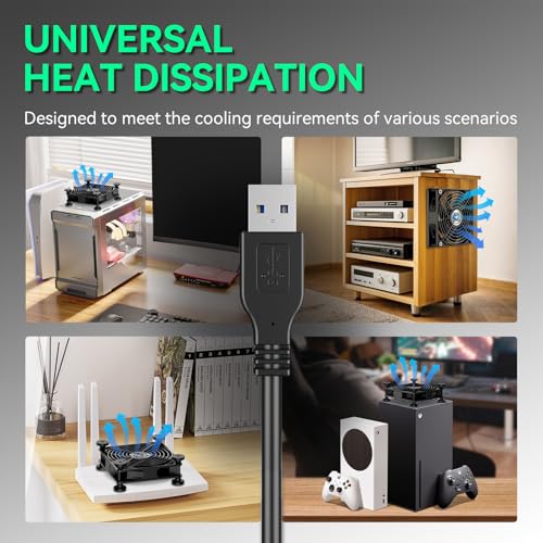 Image of USB Computer Fan, 120mm USB Fan with 3 Speeds Controller Small PC USB Fans for Cooling Cabinet Case Receiver Server DVR Greenhouse TV Router Xbox PlayStation