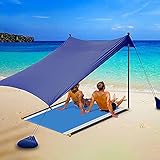 NXX Strandmuschel Strandzelt FüR Uv-Schutz & Windschutz Am Strand, Inkl. Tragetasche Und Heringe Zwei GrößEn KöNnen AusgewäHlt Werden (Blau),M（300 * 300cm）