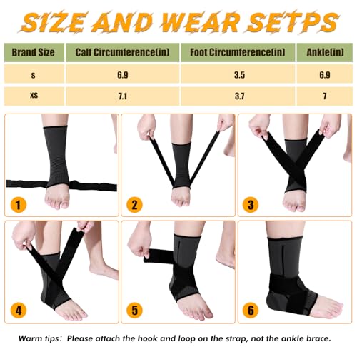 Image of Tarpop 1 Pair Ankle Brace for Kids Compression Ankle Sleeves Adjustable Foot Support Brace Elastic Guard for Children Boys Girls Sports Running Jogging Dance Fitness Gymnastics(Black,X-Small)