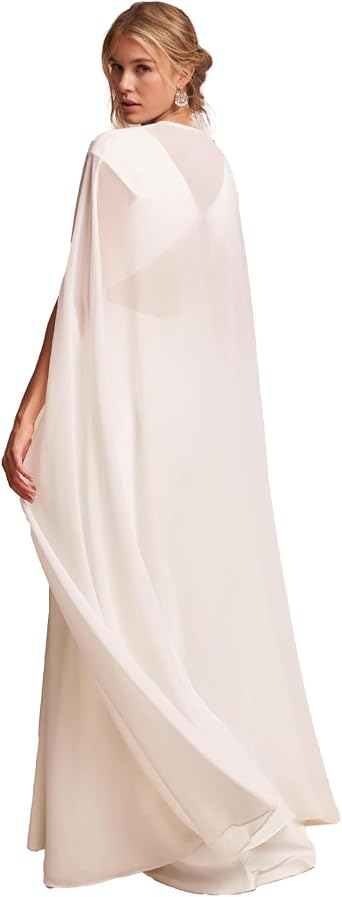 Bridal Wedding Capes Veils Chiffon Bridal Wraps Cathedral Length Wedding Cloak with Arm Hole