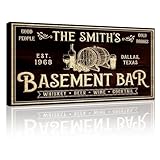 TAILORED CANVASES Custom Bar Sign - Personalized Basement Bar Decor, Lounge Canvas Wall Art for Man...