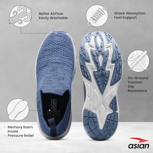 Image of ASIAN Wind Pro-10 Walking Shoes for Men | Slip-On Shoes, Lightweight & Breathable Sneakers