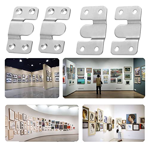 Image of Stainless Steel Picture Hangers,Photo Frame Hanging Hook Z Shaped Clip Bracket Furniture,4 Sets Flush Mount Bracket Wall Mount Hardware,French Cleat for Mirror, Photo Shelf and Cabinet (Silver)