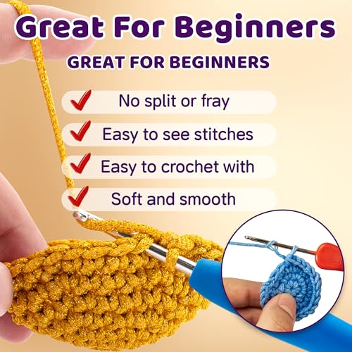Image of 120g Shimmer White Yarn for Crocheting and Knitting; 120m(144yds) for Beginners with Easy-to-See Stitches; Worsted-Weight Medium #4; Yarn for Beginners Crochet Kit Making