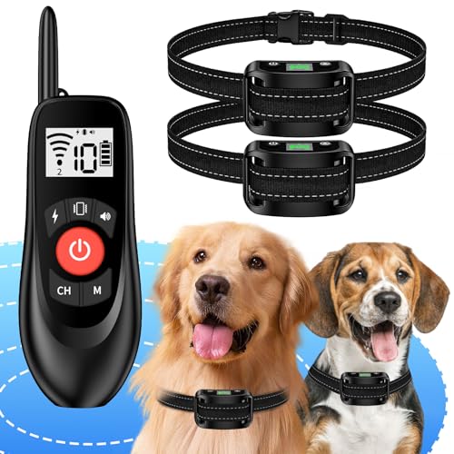 Wireless Dog Fence for 2 Dogs - Adjustable up to 1640ft Electric Fence, 185 Days Standby Time Training Collar, Pet Containment System with 3 Training Modes, Flash Light and Waterproof