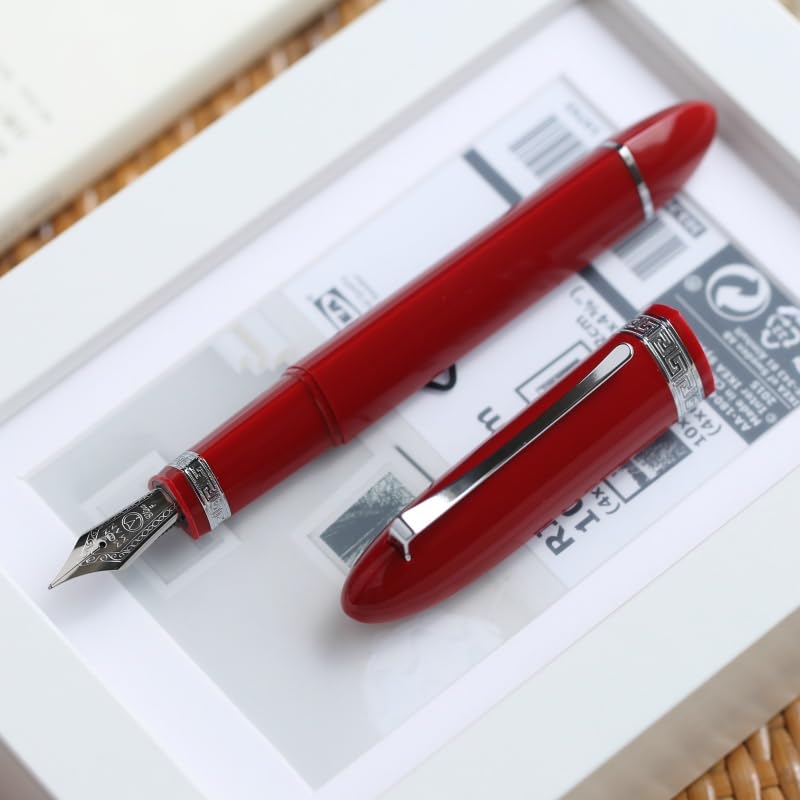 Pióro wieczne, trójkątne pióro z żywicy, stalówka EF/F, atrament, prezent do pisania, długopis, szkoła, biuro, artykuły papiernicze(Red)