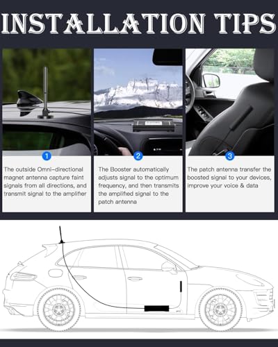 Image of Upgarde Cell Booster for Car, Truck Cell Phone Signal Booster on Band 2 /4 /5 /12 /13 /17 /25 /66 for 5G Support All U.S.Carriers AT&T T-Mobile Verizon and More Cellphone Booster for RV Car Vehicle Call /Data
