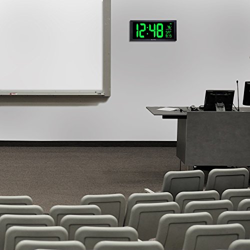 Acurite 76101M Oversized Led Clock With Indoor Temperature, Date And Fold-Out Stand, 18", Green #TOP5