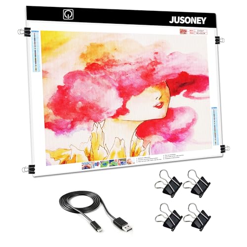 JUSONEY Diamond Painting Table lumineuse A2 Light Pad Diamond Painting Accessoires Table à dessin pour dessiner Esquisse Peinture Animation Diamond Painting...