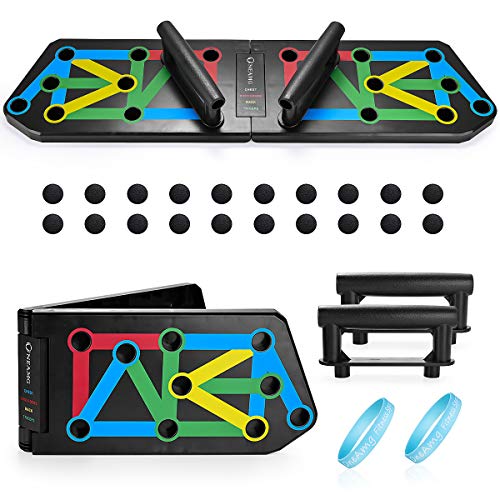 OneAmg Push Up Rack Board, Tabla de Flexiones 13 en 1 Multifunción Plegable y Equipo de Fitness, Gym en Casa para Entrenamientos, Utilizado para Hombres/Mujeres, Oficina, Hogar, Exterior