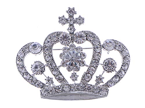 Image of Alilang Amethyst Purple Multi-Colored Crystal Rhinestone Royal Princess Queen Crown Brooch Pin