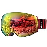 OutdoorMaster Ski Goggles PRO - Frameless, Interchangeable Lens 100% UV400 Protection Snow Goggles for Men & Women ( Red Frame VLT 15% Red Lens and Free Protective Case )