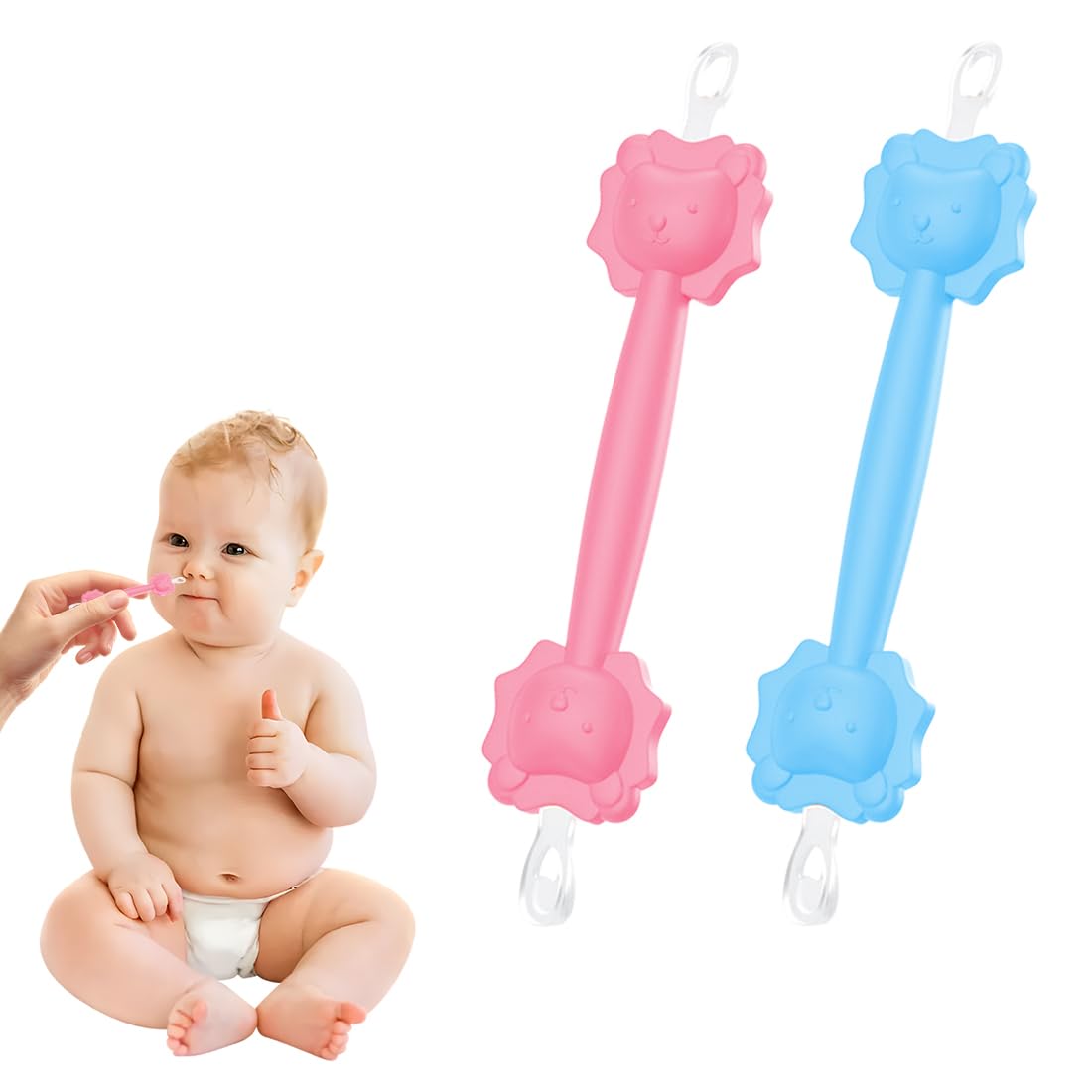 JEYORZY 2 pièces pinces de nettoyage nasales pour bébé, Gadget cure nez bebe, nez nettoyeur, cure oreille enfant, sûr et hygiénique, pour bébés et tout(Rose et Bleu)
