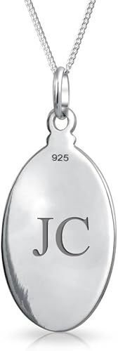 Miniatura 4 de Bling Jewelry Medalla religiosa unisex personalizada con medallón ovalado redondo de Santa Teresa San Cristóbal Collar con colgante para mujeres,