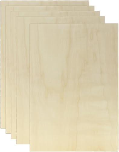Paquete de 5 hojas de tilo para manualidades, hojas finas de madera contrachapada de 12 x 16 x 12 pulgadas, tableros de madera contrachapada sin