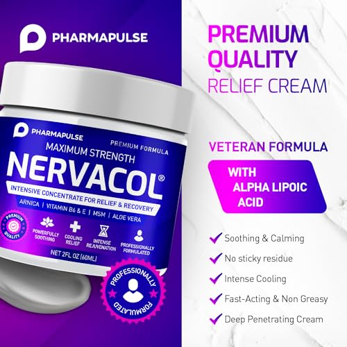 Image of Pharmapulse Neuropathy Cream - Maximum Strength for Feet, Hands, Legs, Toes, Lower Back - Alpha Lipoic Acid, Arnica, Vitamin B6, Aloe Vera, MSM - Effective Soothing (Pack of 2)
