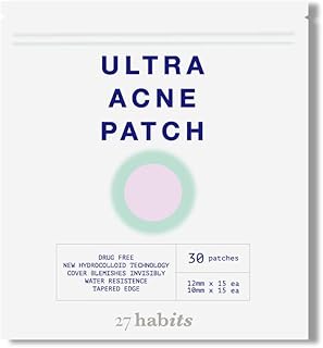 27 habits ULTRA ACNE PATCH EDGE (30 patches) - Protects and Covers Blemish, Made with Eco-Friendly Packaging, and Cruelty Free, Fast Adsorbing Hydrocolloid, Tempered edge