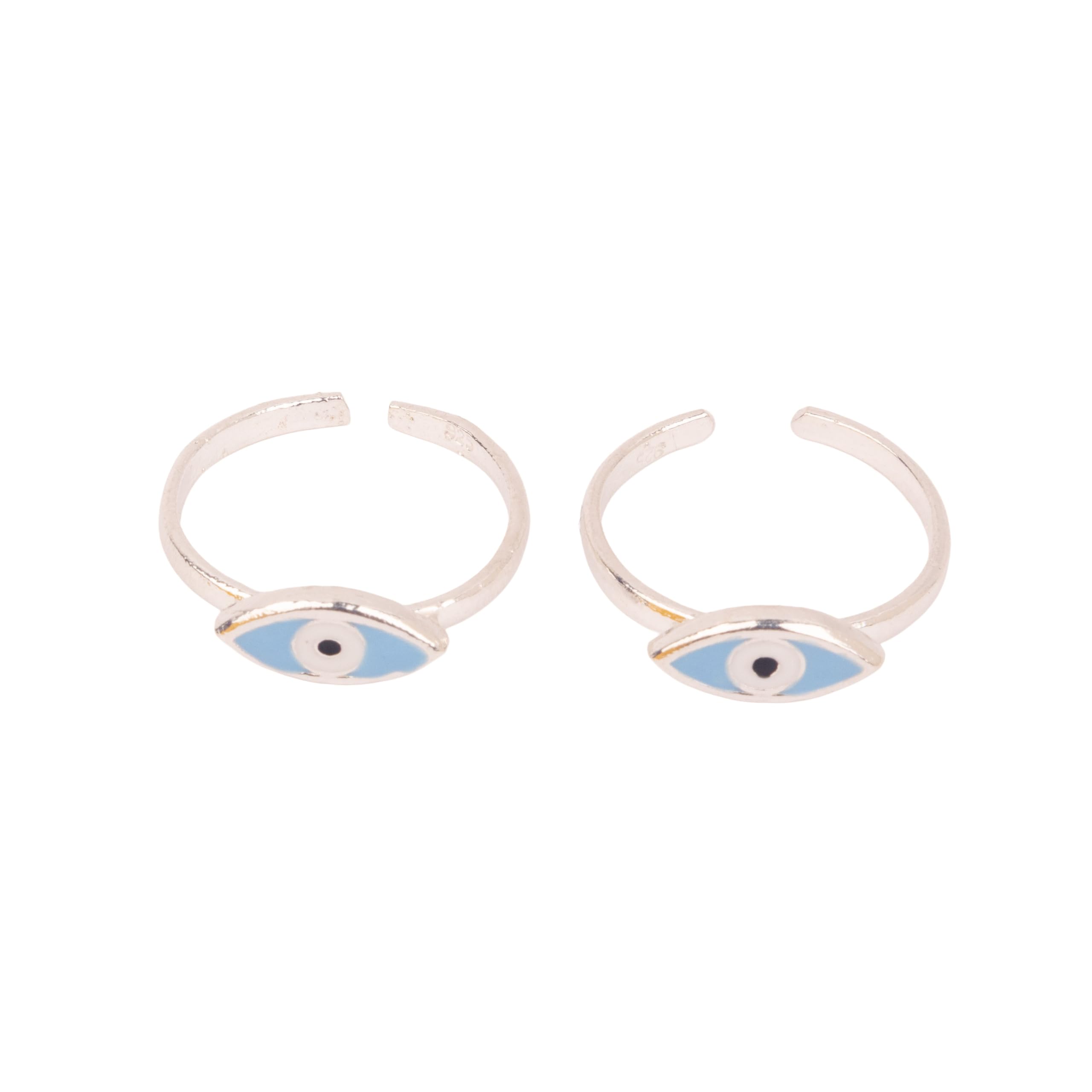 sterling silver toe ring pair | adya blue nazar toe ring cum midi ring | 925 stamped (pure chandi bichiya) | size adjustable | gift for women and girls