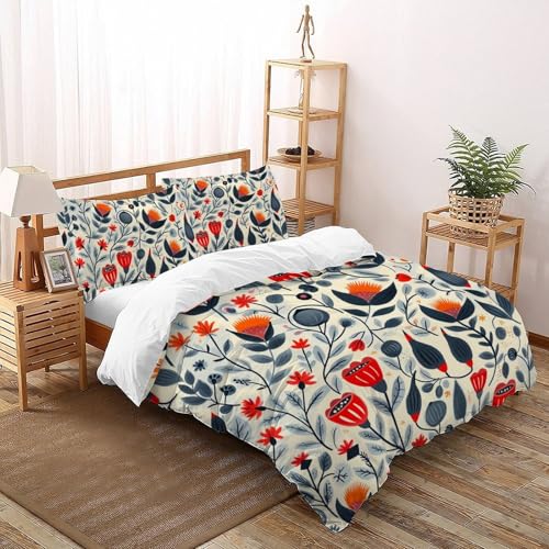Housse de couette fleurs 3D microfibre respirante contre la transpiration de nuit