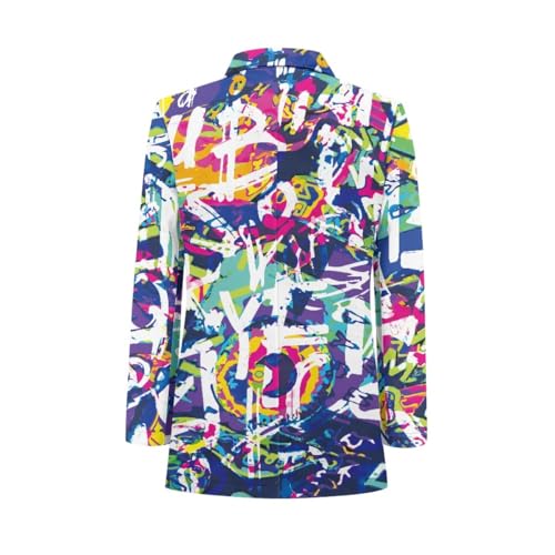 GLUDEAR Women's Casual Long Sleeve Novelty Graffiti Print Work Blazer Graphic Jackets3