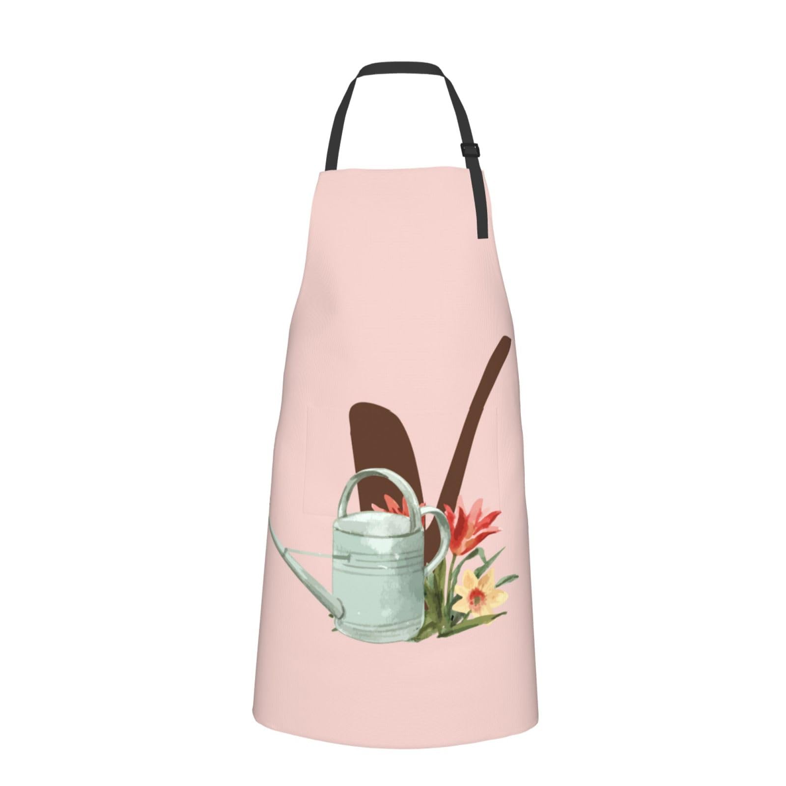 Personalised Funny Initial Letter Style Pink Apron for Women Men, Customised Kitchen Apron for Wife Dad Mum, Design Apron with Name for Chef Cooking Painting, Gifts for Birthday Christmas, Letter V