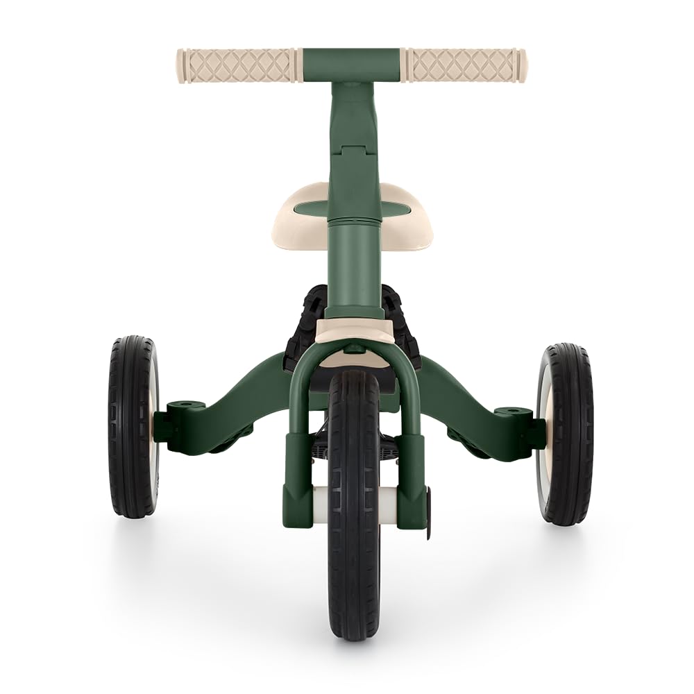 PETITE&MARS Turbo Plus 5in1 Kinder-Dreirad & Laufrad | Multifunktionales 3–5-Rad mit Sonnendach | Für 1,5–5 Jahre | Abnehmbarer Pedalantrieb, Verstellbarer Sitz, Gurt, PU-Räder (Misty Green)
