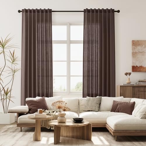 Image of Joywell Linen Curtains 84 Inches Long for Living Room Coffee
