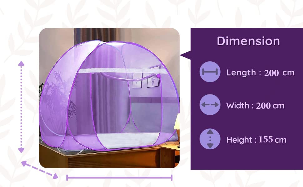 Image of AETRIUS Mosquito Net for Double Bed I King-Size Premium Machardani by Piramal I 30 GSM I Strong and Durable I Pop-up Format I Foldable I Corrosion Resistant Double2 Bed (Full Purple) 6