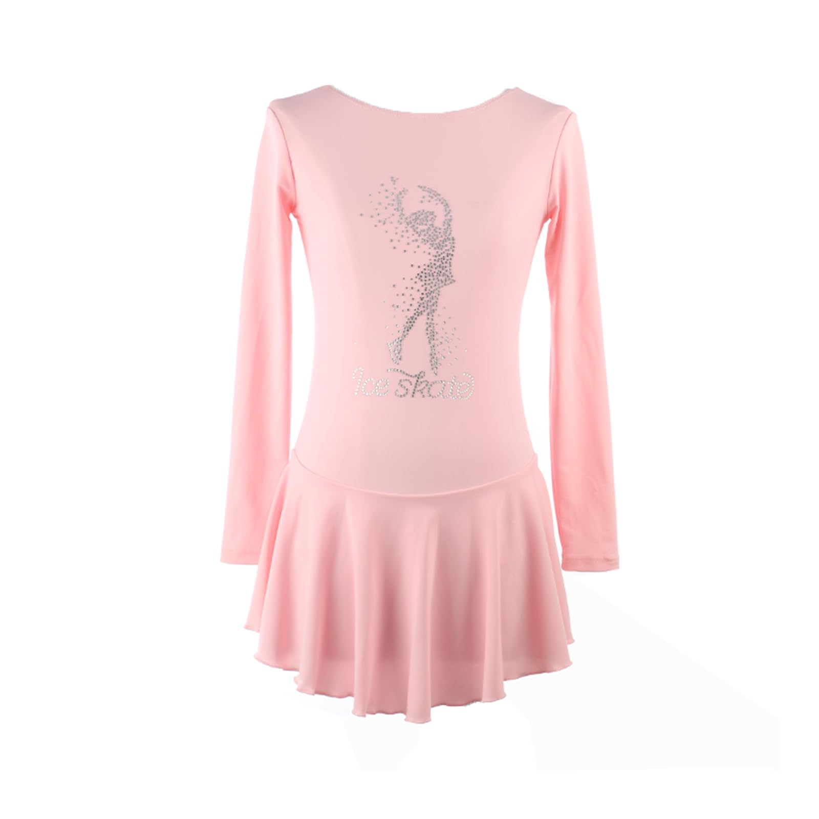 Vestido de Patinaje artístico, Traje de competición cómodo con Diamantes de imitación de Color sólido, Leotardo de Danza de Ballet lírico y Gimnasia, Vestido de Patinaje sobre Hielo (Rosa 3XL)