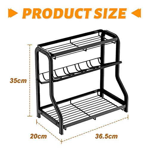 3 Livelli Portaspezie Salvaspazio, Porta Spezie Cucina Acciaio Inossidabile con 3 Mensole,Senza Forare,Multifunzionale Organizer Spezie Cucina per Barattoli,Spezie o Condimenti - immagine 3