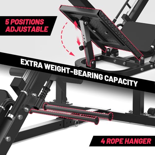 Image of GarveeLife Leg Press Hack Squat Machine, 2 in 1 Leg Press Machine for Home Gym with Linear Bearing, Specialty Hack Squat Machine with Calf Block for Full Lower Body Workout, Red