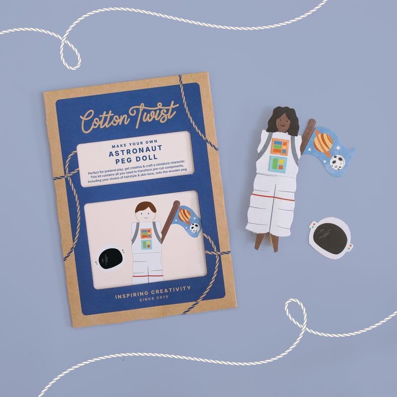 COTTON TWIST Astronaut Peg Doll Wooden Craft Kit, Plastic Free Unisex