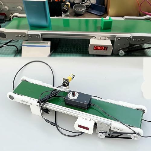 HOTAPEPU Cinta transportadora de Escritorio pequeña, transportadora eléctrica de Carga con Contador automático, Longitud Opcional: 50 x 10 cm, Velocidad eléctrica: 1,8-7,6 cm/s ~/