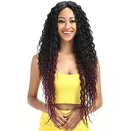 Joedir Lace Front Wigs Ombre Dark Wine Red 28'' Long