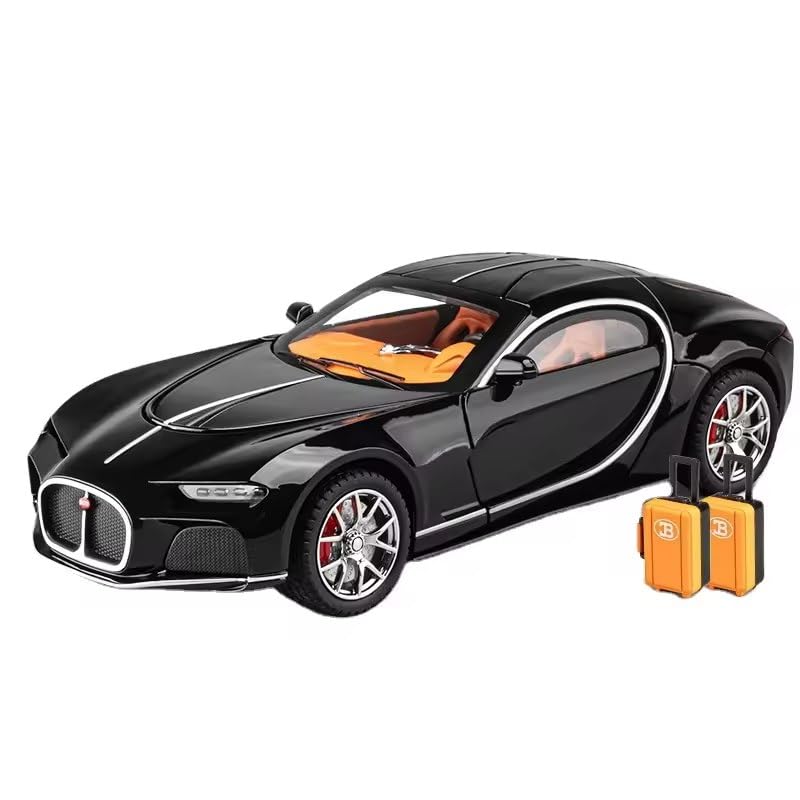 Image of Scale Exclusive Alloy Metal Pull Back | Die-cast Car Model with Sound Light Mini Auto Toy for Kids Metal Model Toy Car with Sound and Light (1.24 Scale -BUGGATI Atlantic-Black)