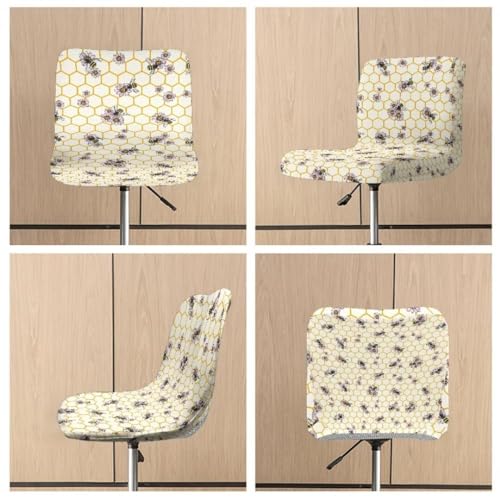 Image of Honeycomb Bee Stools Bar Height Washable Seat Covers for Anti-Scratches Spills Chair Covers with Barstool Covers Slipcovers with Back