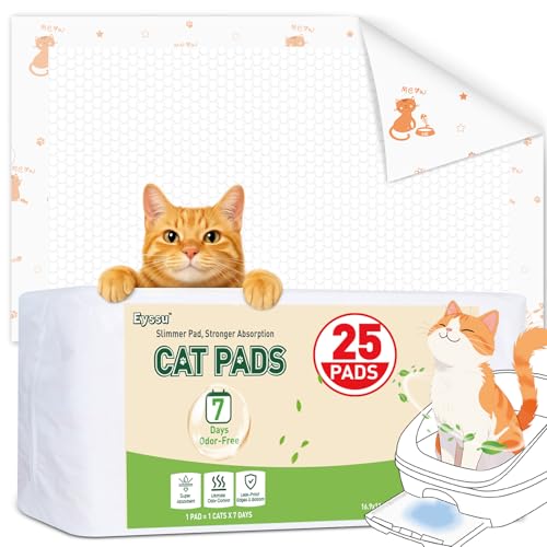 Eyssu Litter Pads Compatible with Breeze Litter Box System, 25ct Super Absorbent Pee Pads for Cats, Odor Control Cat Pads Refills 16.9 X 11.7 Inch, Unscented