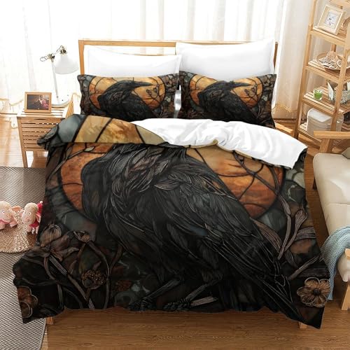 Housse de couette corbeau hypoallergénique microfibre douce zip