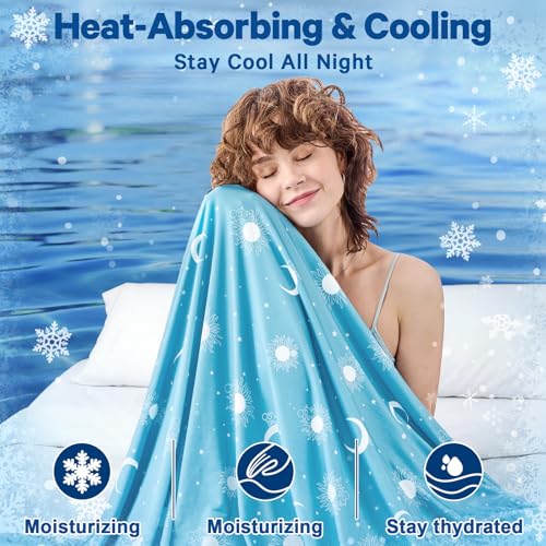 Image of inhand Cooling Blanket Throw(50 inchx60 inch) - Double Sided Cooling Blankets for Hot Sleepers, Breathable Soft Lightweight Summer Blanket for Beach, Sofa Bed Couch, Room Decor, Gifts for Women Men Sea Green