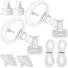 PumpMom 24mm Flange Pump Parts for Spectra S2 S1 9 Plus Breast Pumps, Backflow Protector Tubing Duckbill Valves, Not Original Spectra Pump Parts