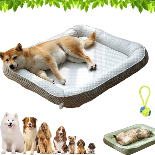 Snrtevu Premium Kühlkörbchen für Den Sommer Kühlendes Hundebett Selbstkühlend mit 3D-Mesh-Kühlmatte, Atmungsaktiv, Waschbar & Rutschfester, Weichhe Kühlbett für Hunde & Katzen (Grau, XL-85 *
