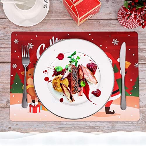 BESTonZON 6PCS Cute Christmas Place Mats Table Mats Merry Xmas Placemats for Dining Room Kitchen Table Decor (43x30x0.05cm)