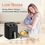 OSTBA 2.5QT Air Fryer for 1–2 People, Small Air Fryer with 6 Menu Options, Dual Knob Manual Temp & Timer, 3D Rapid Air Circulation, Nonstick & Dishwasher Safe Basket, Oil-Free Healthy Cooking