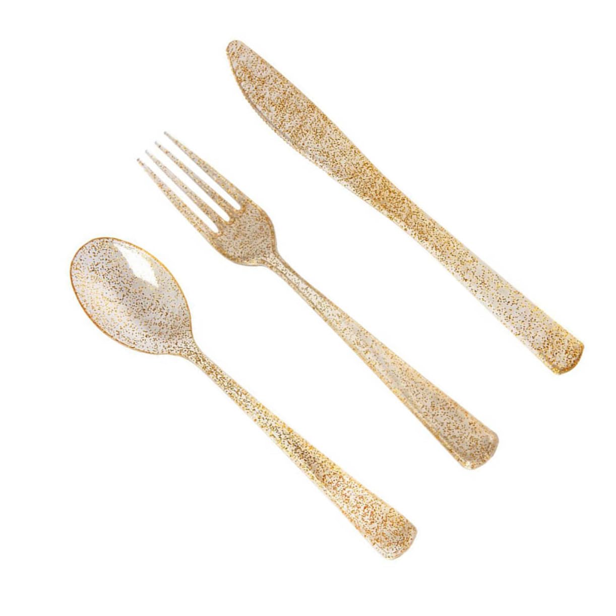 minkissy 30pcs Disposable Cutlery Set Gold Powder Plastic Utensils for Parties Weddings and Events Safe Material Elegant Design for Appetizers Desserts and More