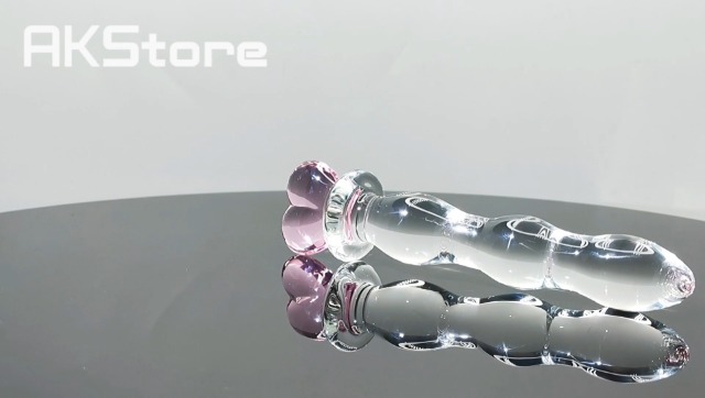 Crystal Glass Pleasure Wand Dildo Penis - AKStore - Heart of Glass, Pink - Image 6
